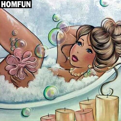 HOMFUN Full Square/Round Drill 5D DIY Diamond Painting "Fat woman" Embroidery Cross Stitch 3D Home Decor Gift A06330