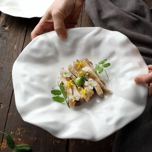 Ceramic creative French boutique dishes irregular Pleated tray special personality home restaurant dinner Tableware