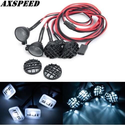 AXSPEED RC LED Light Kit IPF Round Square 4LEDs Night Headlamps Headlights for 1:10 Axial SCX10 TRX4 RC Car Parts