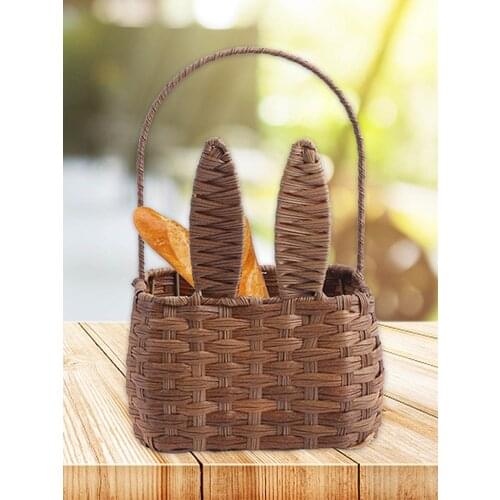 Storage Baskets Handle Bunny Ear Imitation Wicker Rattan Hanging Garden Flower Pot Picnic Baskets Toy Storage Organizer
