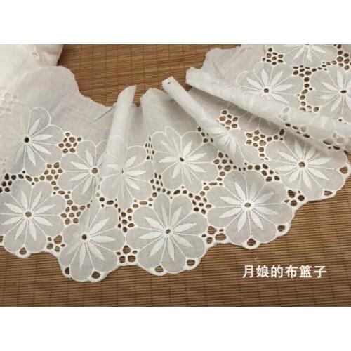 1 Meter 100% Cotton Lace Fabrics Hollow Out Design Lace 3D Embroidered Appliqued Laces 100% Cotton Lace 135cm Width