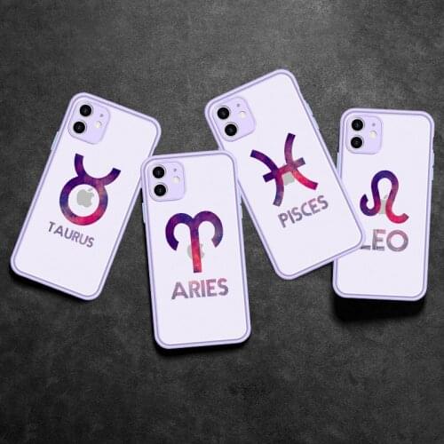 Matte Bumper Phone case Zodiac Sign Transparent Case for IPhone X XR XS Max 11 Pro Max 6s 7 8 Plus PC+TPU Back Cover Fundas