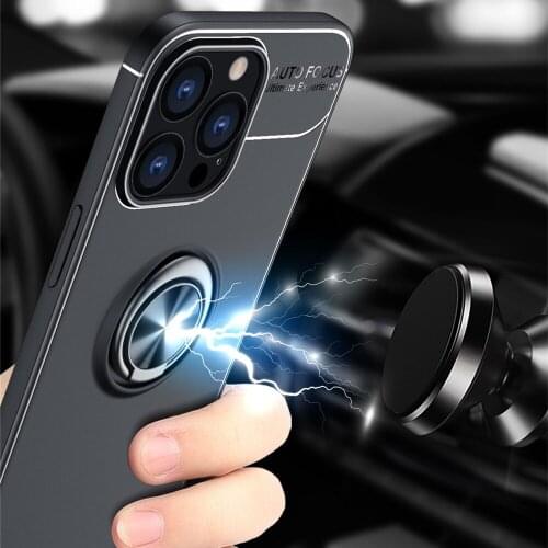 Matte Flexible Carbon Fiber Solid Finger Ring Case For iPhone 13 12 11 Pro Max iPhone 13 mini x xr xs 6 6s 7 8 Plus se 2020 Capa