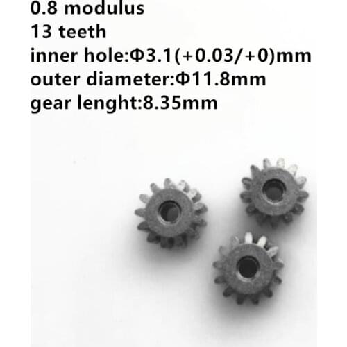 10pcs/lot Metal Iron Base Gear 0.8 Modulus 13 Teeth Inner Bore 3.1mm for Motor Model Hardware Accessories