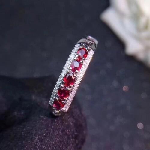 Fashion grace array Natural red ruby gem Ring S925 Silver Natural red gemstone Ring Women girl wedding gift fine Ring Jewelry