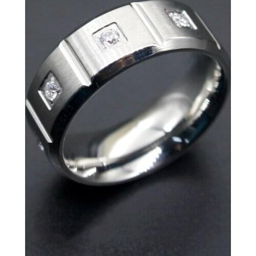 Fashion titanium steel ring crystal mens stainless steel ring popular casual new jewelry hot sale