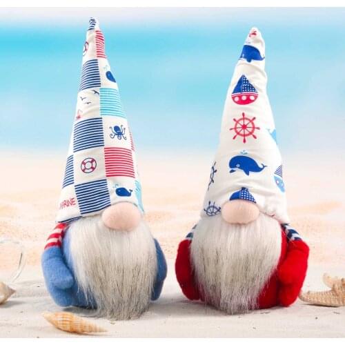 Creative Printing Faceless Doll Ocean Festival Gnome Deep Blue Luckily Ocean Faceless Doll Nautical Gnome Plush Pillows