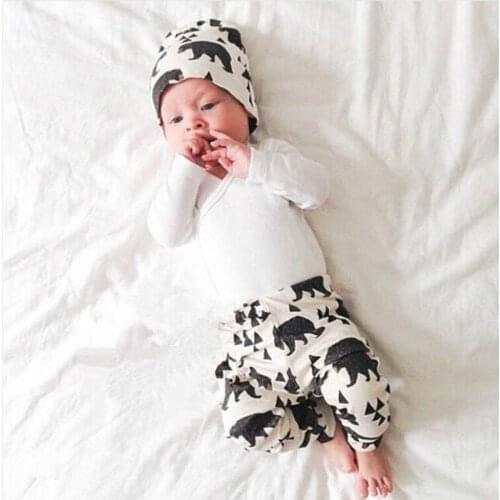 Newborn Baby Boys Girls Clothes Autumn Long Sleeve T-shirt Animal Pant 3pcs Cartoon Clothing Suit Infant Baby Clothes