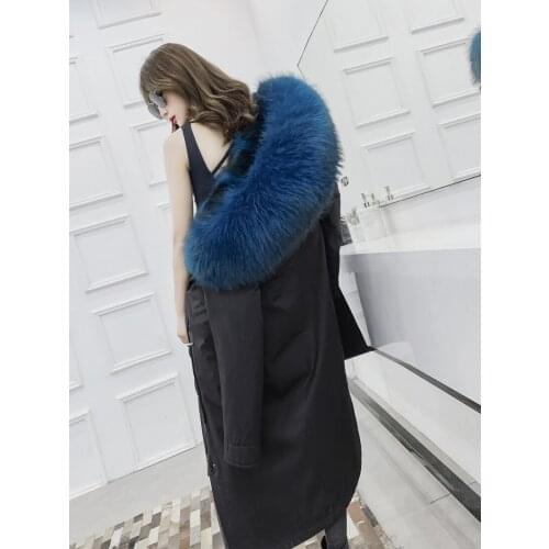 Parka Real Fur Coat Female Fox Fur Coat Winter Jacket Women Raccoon Fur Collar Warm Long Jacket Plus Size Veste Femme MY