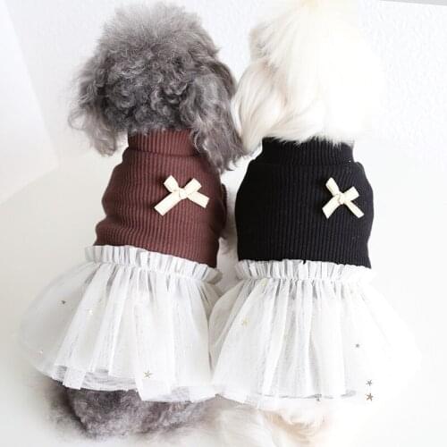 Pet Cat Dog Dress Winter Doggie Clothing Small Dog Skirt Costume Yorkshire Shih Tzu Maltese Pomeranian Bichon Puppy Clothes XS