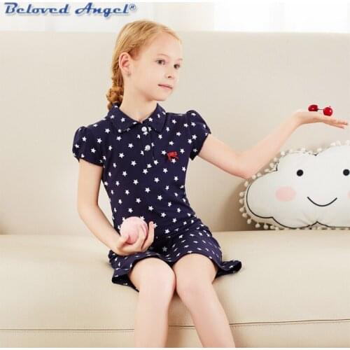 Girl Turndown Collar Dress New Summer Lantern Sleeve Dresses Children Clothing Princess Kids Dress Girl Dresses For Party 3-8T