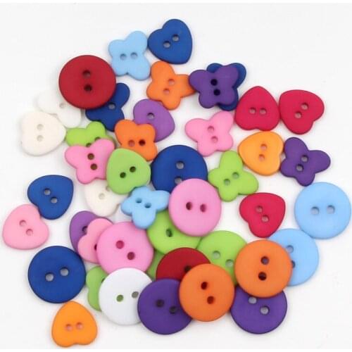 50pcs/lot Mix Butterfly Heart Buttons Resin Buttons For Clothing Scrapbooking Crafts Needlework Sewing Accessories