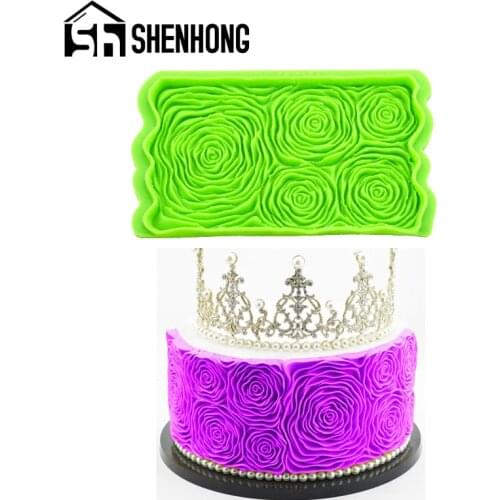 SHENHONG Rose Flower Petal Fondant Cake Border Decorating Mold Wedding Party Paste Sugar CraftMould Chocolate Candy Pan