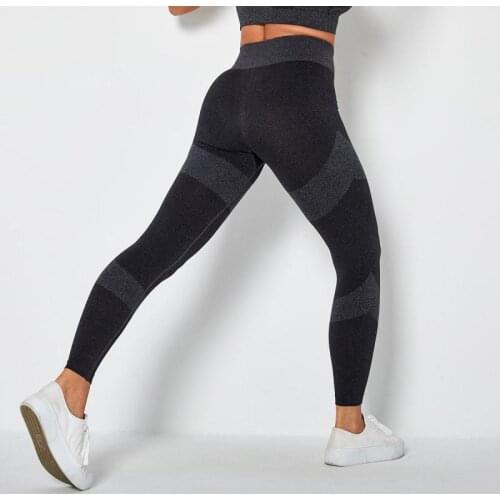 SVOKOR Seamless Workout Leggings High Waist Push Up Fitness Leggings Women Gym Printed Female Pants Stripe Running