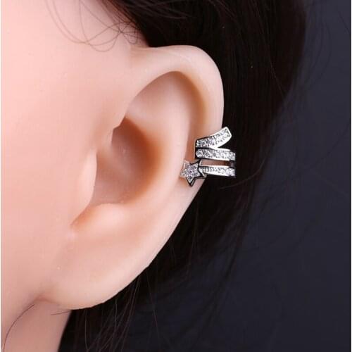 UNNAIER star ear bone clip female high-end sense no pierced painless ear clip earrings 2020 new punk zircon ear bone clip