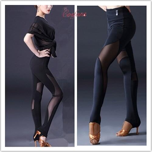 Latin Dance Pant For Ladies Cha Cha Black Trousers Woman Black Tight Pants Dancer Cha Cha Latin Practice Wear Modern Dancing Clo