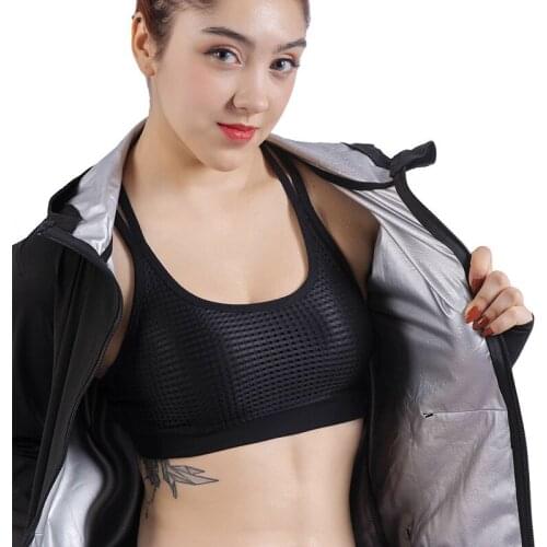 Women Quick Sweating Hoodies Inner Silver Coating Lining Quick Body TEMP Rising and Keeping Bodybuilding Bodyshaping Jackets
