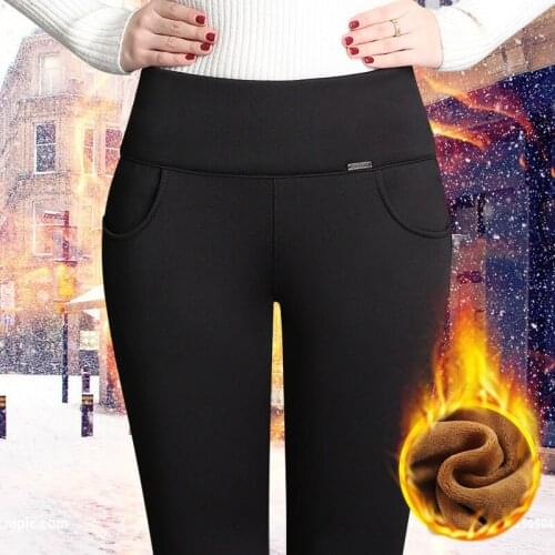 Women 2021 Autumn Winter Pants Good Quality Elastic High Waist Trousers Female Casual Plus Size Pencil Pants Pantalon X650