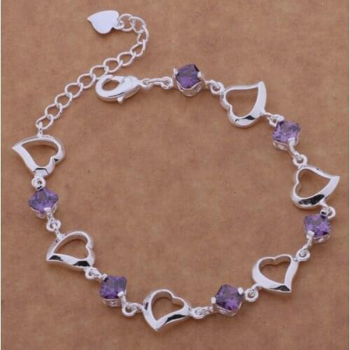 SL-AH115 Wholesale Silver Color Gift Women Lady Nice High Quality Fashion Jewelry Heart With Purple Stone /bfzajxga Aeyaiwfa