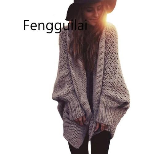 Fitshinling BOHO Winter Cardigans For Women Oversize Batwing Sleeve Sweaters Long Cardigan Female Knitted Clothes Khaki Jackets