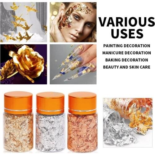 1 Bottle Chunky Nail Art Shiny Foil Leaf Gold Flakes Glitter Body Decor Makeup Art Decor Stickers Paper for Nails DIY Design