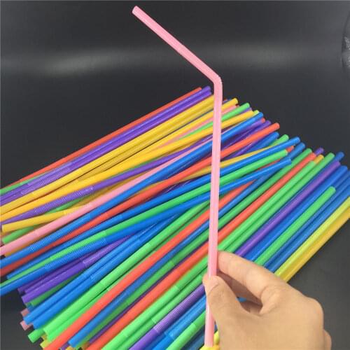 100Pcs Extra Long Flexible Plastic Drinking Straws Party Bar Drinking Supplies Home Outdoor Drinking Straws