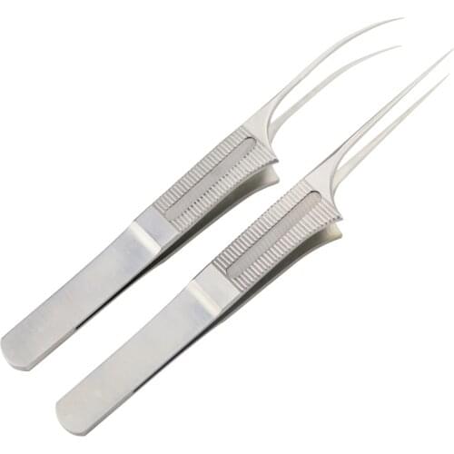 12cm hair transplant tweezers beauty fine tissue tweezers 0.3mm straight elbow