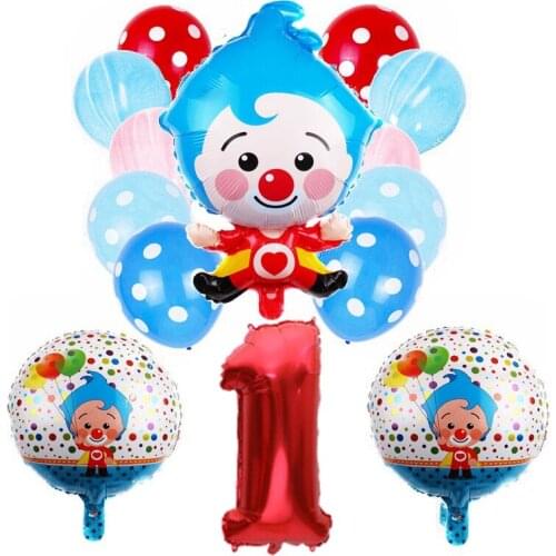 14pcs/set Clown Foil Number Balloons Latex Air Globos Children Baby Shower Birthday Party Decorations Kids Inflatable Toys Suit