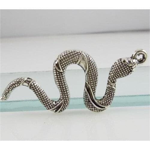2pcs Antique Silver Snake Pendant Alloy DIY Fashion Charm Bracelet Necklace Jewelry 12487