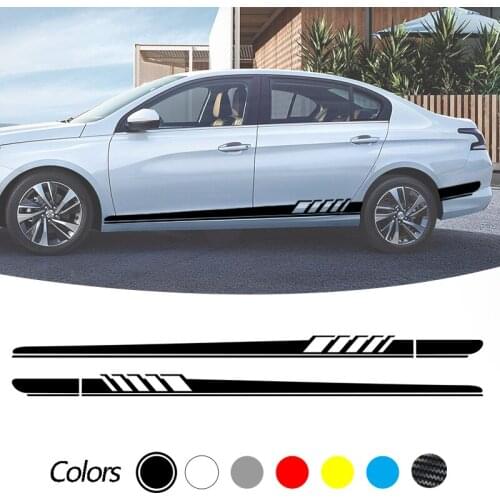 2Pcs For Peugeot 307 206 308 407 207 3008 208 508 2008 301 408 607 4008 5008 Car Long Side Stripe Sticker Car Tuning Accessories