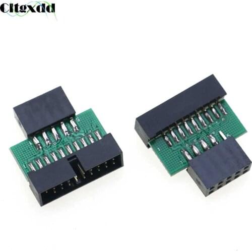 Cltgxdd 2pcs USB 3.0 Male To USB 2.0 Female Connector USB3.0 19/20Pin to USB2.0 9Pin Converter Adapter Chassis Front