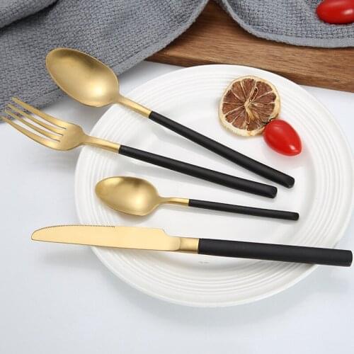 304 stainless steel knife fork spoon tableware set square shank wire drawing sanding steak knife and fork gift cutlery