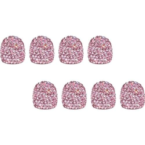 8xDiamond Universal Car Tire Air Sealing Cap Dustproof Valve Cap Pink