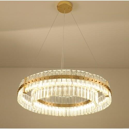 American Modern Luxury Crystal Chandelier Round annularity Model room club Villa Living room Restaurant Metal Chandelier Hotel