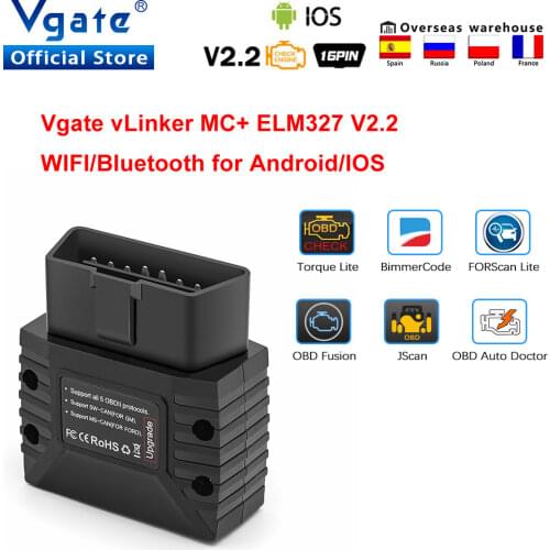 Vgate vLinker MC+ ELM327 wifi Car Scanner OBD2 Auto BT4.0-Wireless Diagnostic Tool for Android/IOS ELM 327 OBD 2 ODB2 Bimmercode