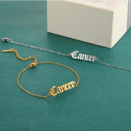 Sipuris Customized Name Bracelet Personality Stainless Steel Letter Bracelet For Women Girl Old English Name Customized Jewelry