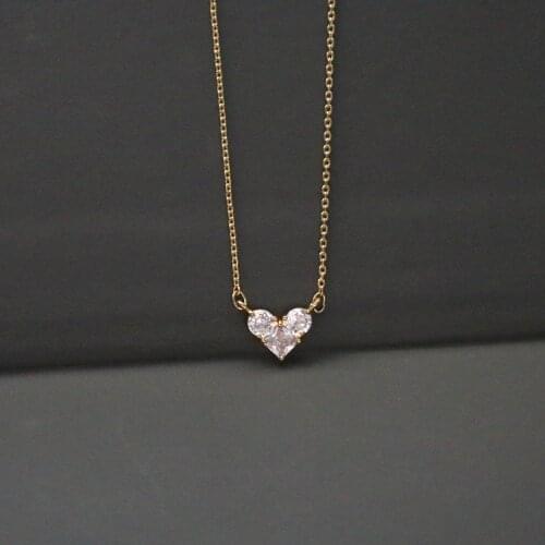 Simple Cute Small Zircon Heart Shape Pendant Necklace for Women Men Trendy Gold Color Chain Choker Collar Charm Necklace