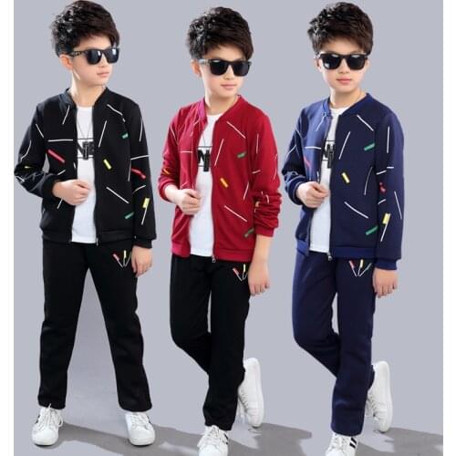 Childrens wear Boys fall autumn 3pcs long sleeve outfit New style boys sports suit fashion Kids Sport truck 5-12Years ST19035