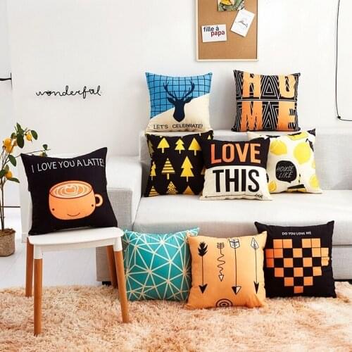 Elastic Printed Pillow Removable Invisible Zipper Four-corner Sofa Cushions Thicked Rectangle Double-sided Decorative Chair Pads