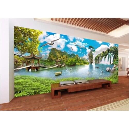 Living room TV background wall paper custom mural non-woven wallpaper Chinese landscape scenery 3d wall cloth