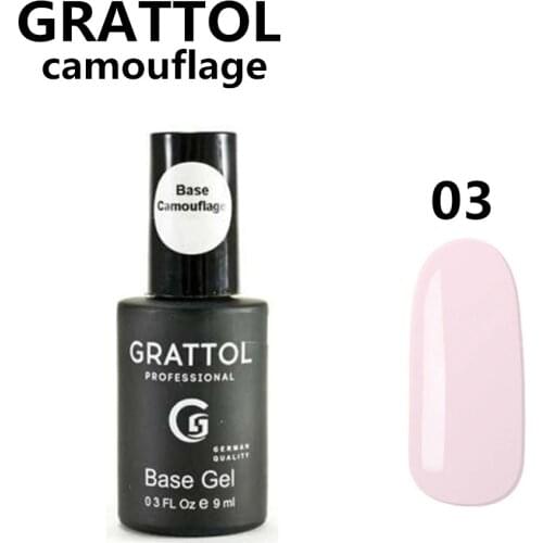 GRATTOL Professional 9ml Nude Gel Nail Polish Camouflage 03 Color Jelly UV Soak Off Translucent Nail Color Base Polish Primer
