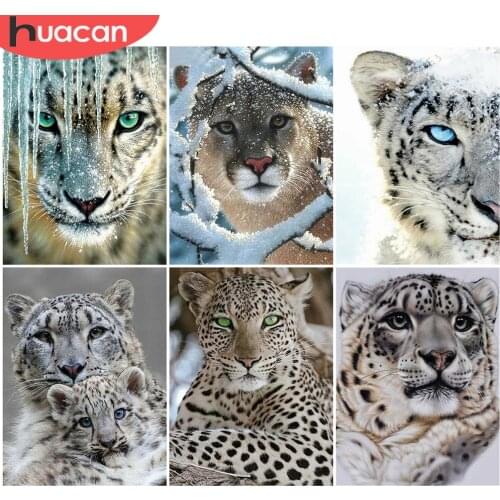 HUACAN Diamond Painting Leopard Full Square Round Picture Of Rhinestone Animal Diamond Embroidery Cross Stitch Mosaic Home Decor