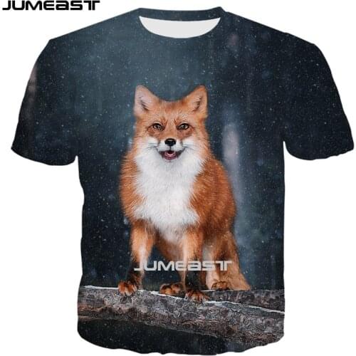 Jumeast Brand Men/Women 3D Printed T-Shirt Animal Fox Short Sleeve T Shirt Sport Pullover Tops Tees