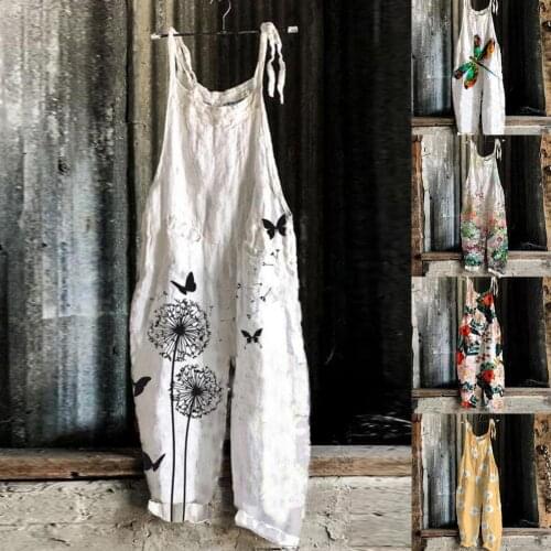 Jumpsuit Stylish Sleeveless Butterflies Print Jumpsuit Streetwear Beach Jumpsuit Shoulder Strap for Party