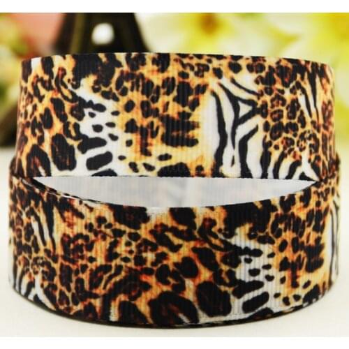 22mm 25mm 38mm 75mm Leopard Print Cartoon printed Grosgrain Ribbon party decoration 10 Yards X-03832