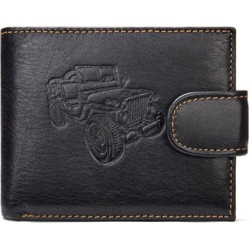 Car Embossing Genuine Leather Wallet Men Coin Purse Small Card Holder PORTFOLIO Portomonee Male Walet For Friend Money Bag