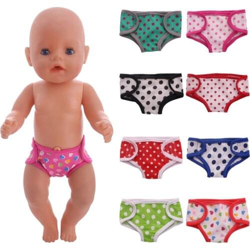 Doll Underwear For 18 Inch American & 43Cm Baby New Born Doll Cute Cartoon Printed polka dot For Our Generation Christmas