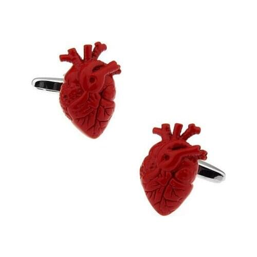 C-MAN Luxury shirt Red heart cufflink for mens Brand cuff buttons cuff links High Quality abotoaduras Jewelry