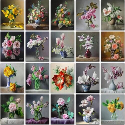 5D Diamond Painting Kit Paint Flower Rose tulip lily vase landscape Full Square&Round embroidery mosaic Cross stitch Home Decor