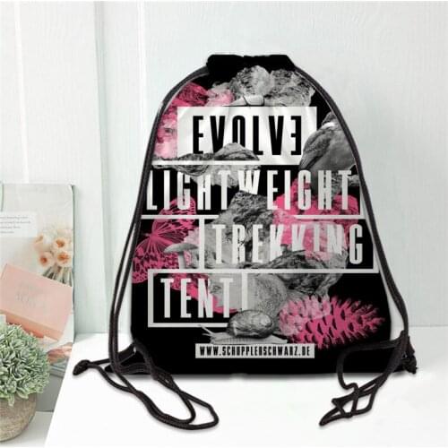 NEW EVOLVE Printed backpack drawstring bag satin soft shoe bags to school custom Logo bags for women